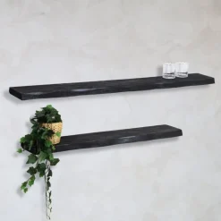 Londo wandplank zwevend Zwart Mangohout 140cm