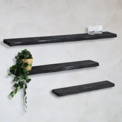 Londo wandplank zwevend Zwart Mangohout 120cm