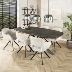 Lopez Eettafel deens ovaal Metallic grijs 215cm