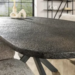 Lopez Eettafel deens ovaal Metallic grijs 215cm