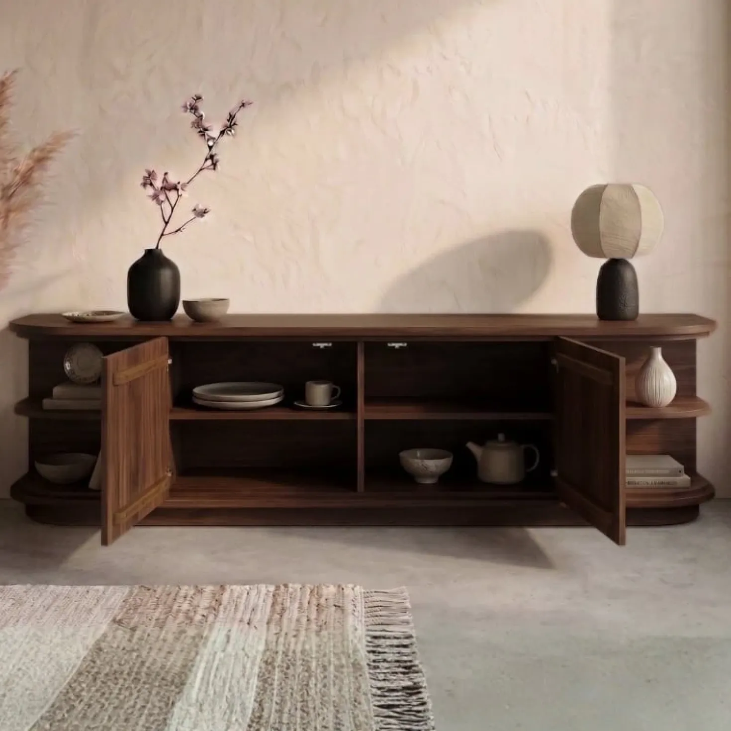 Luca Dressoir walnoot 205cm