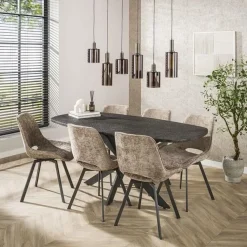Luca 6-lichts Hanglamp Bruin