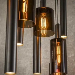 Luca 9-lichts Hanglamp Bruin