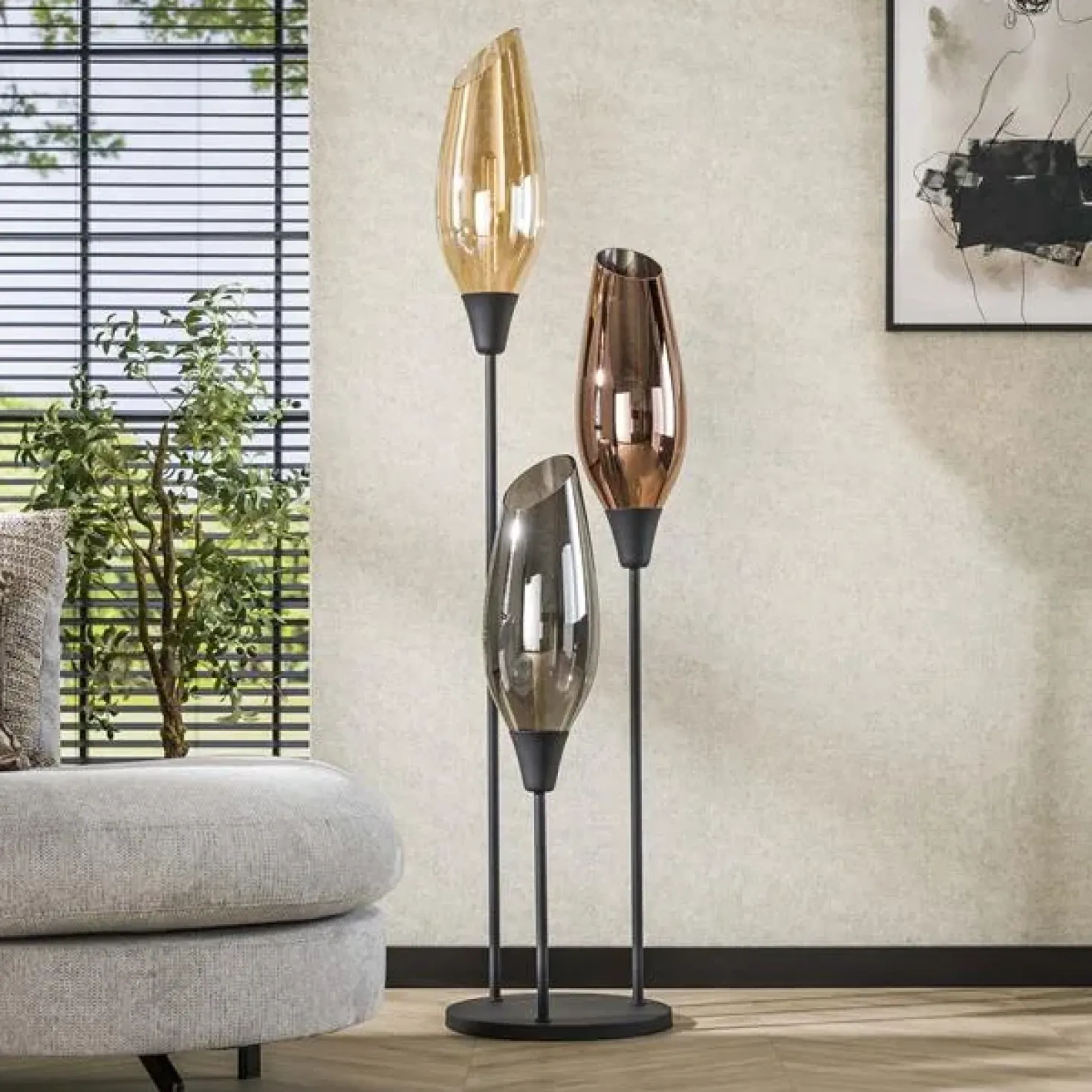Lucario 3-lichts Vloerlamp XL Mixglas