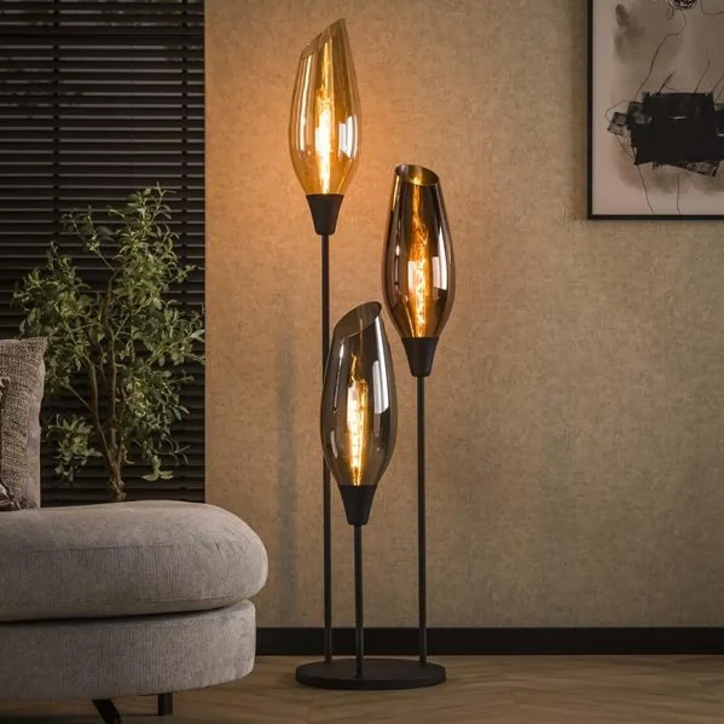 Lucario 3-lichts Vloerlamp XL Mixglas