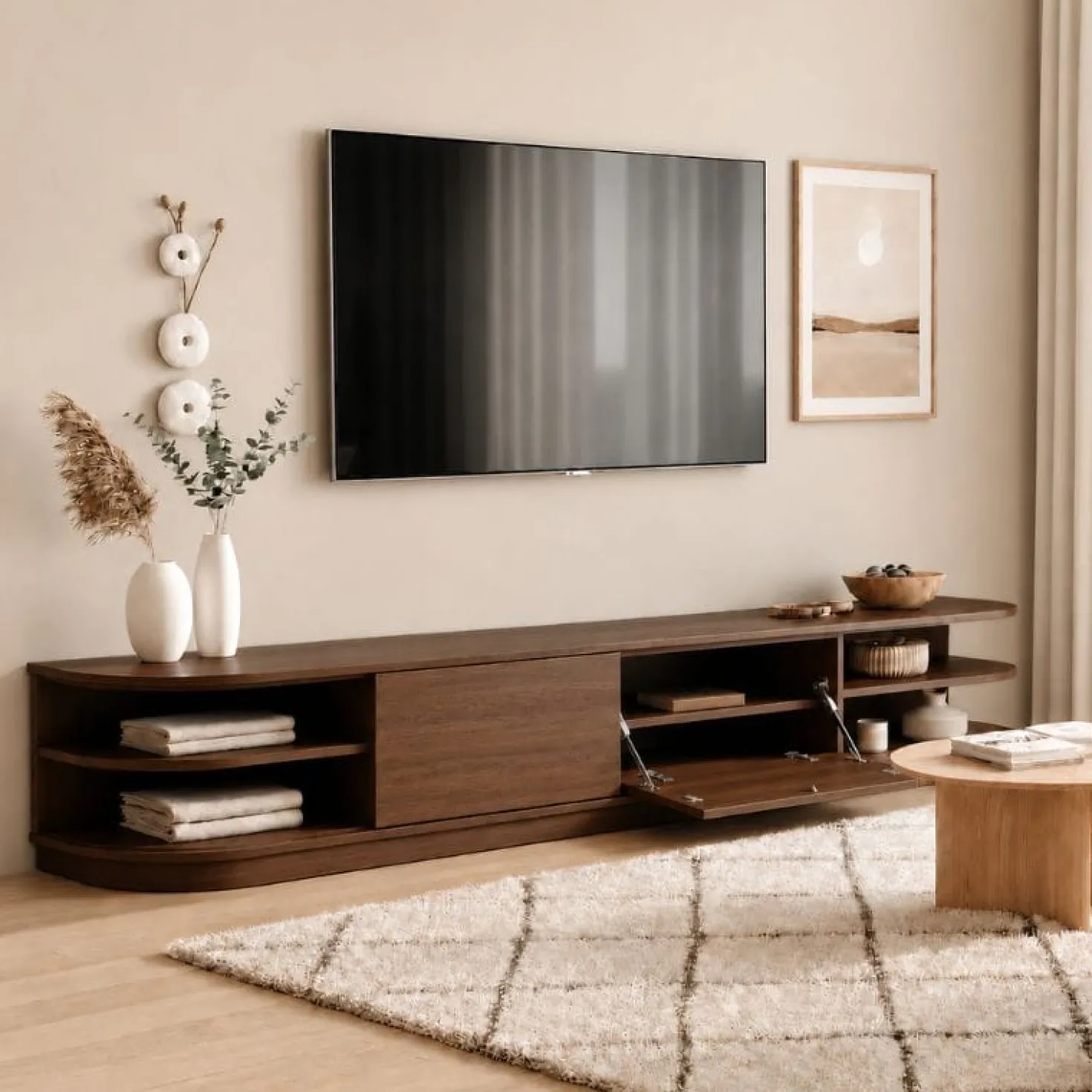 Luca Staand Tv meubel Walnoot 190 cm