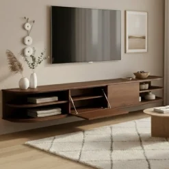 Luca zwevend Tv meubel Walnoot 220 cm