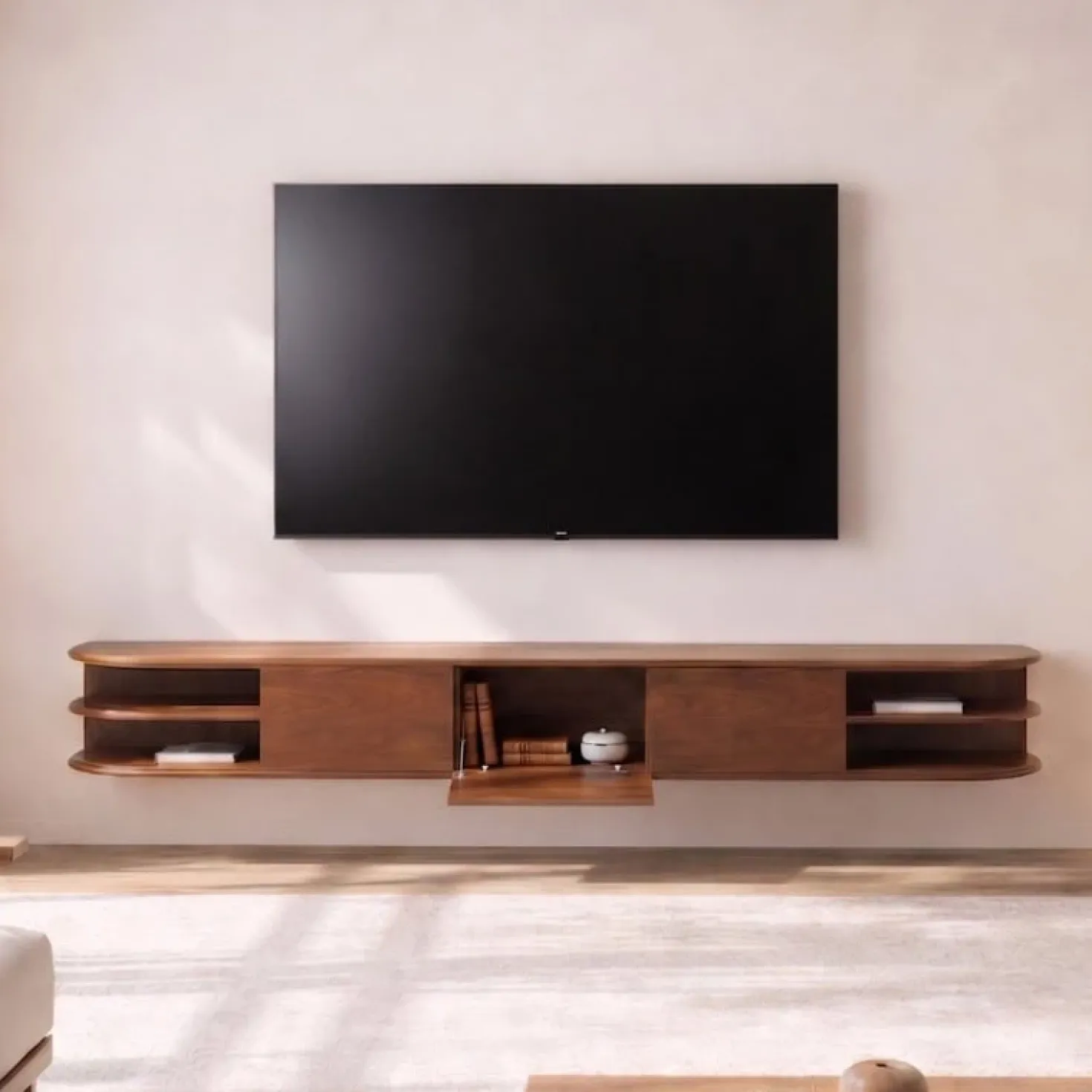 Luca zwevend Tv meubel Walnoot 250 cm