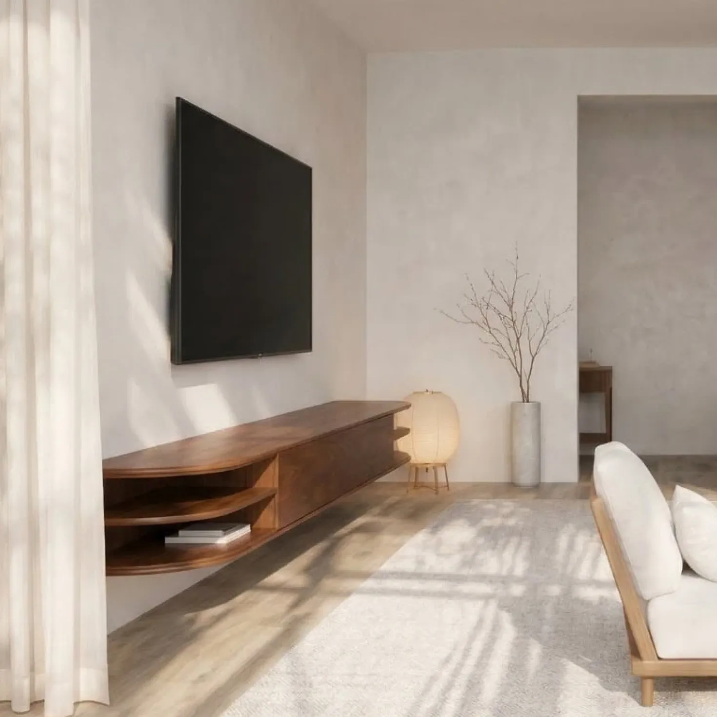 Luca zwevend Tv meubel Walnoot 250 cm