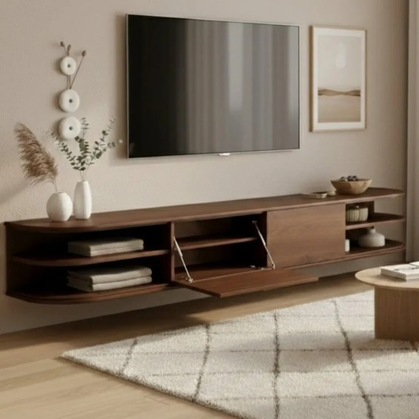 Luca zwevend Tv meubel Walnoot 190 cm
