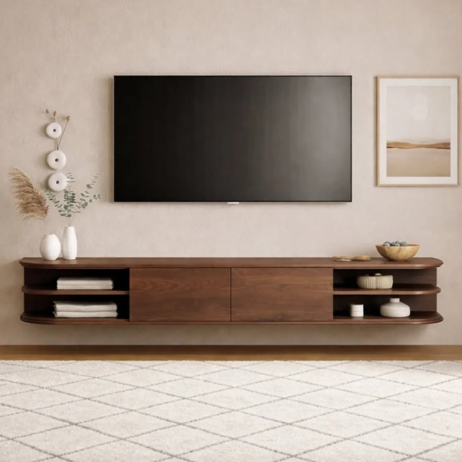 Luca zwevend Tv meubel Walnoot 190 cm