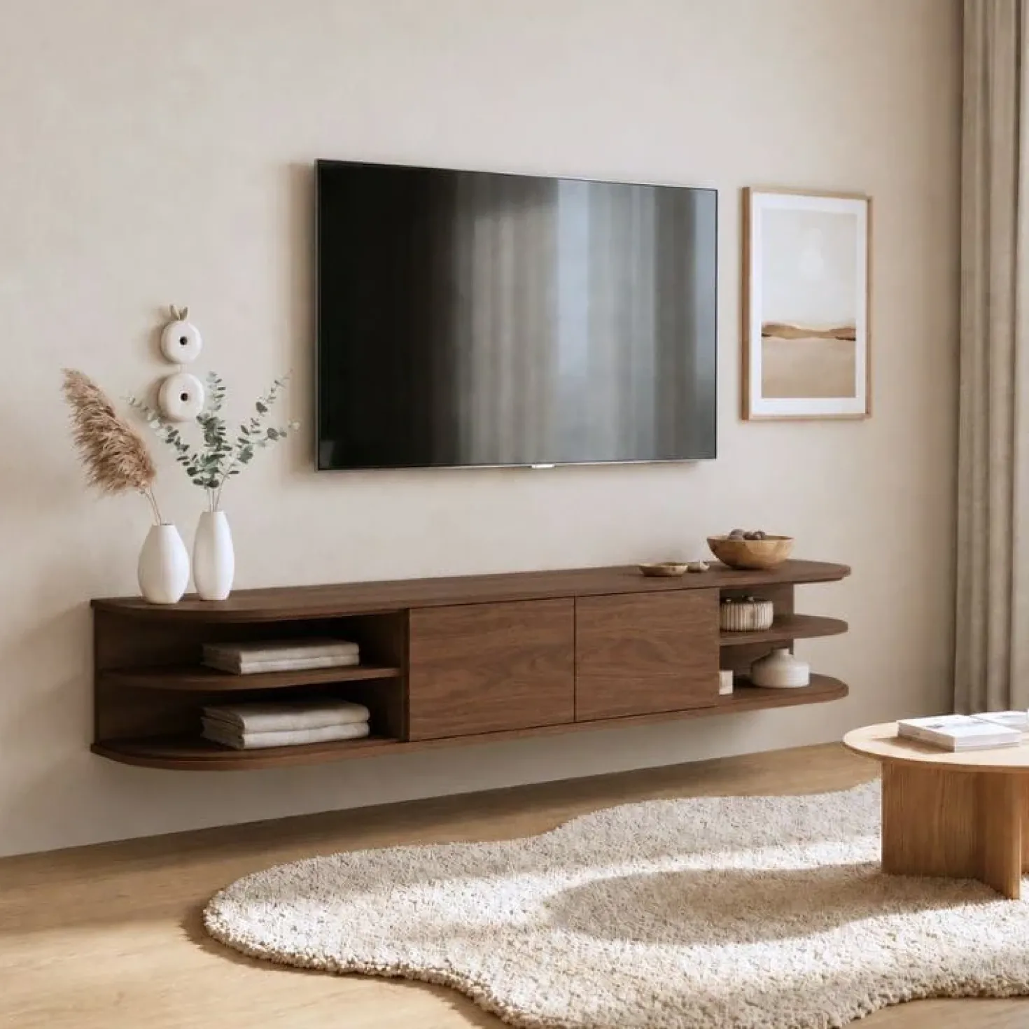 Luca zwevend Tv meubel Walnoot 160 cm