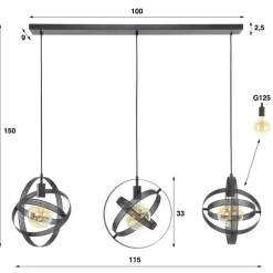 Lyra 3-lichts Hanglamp