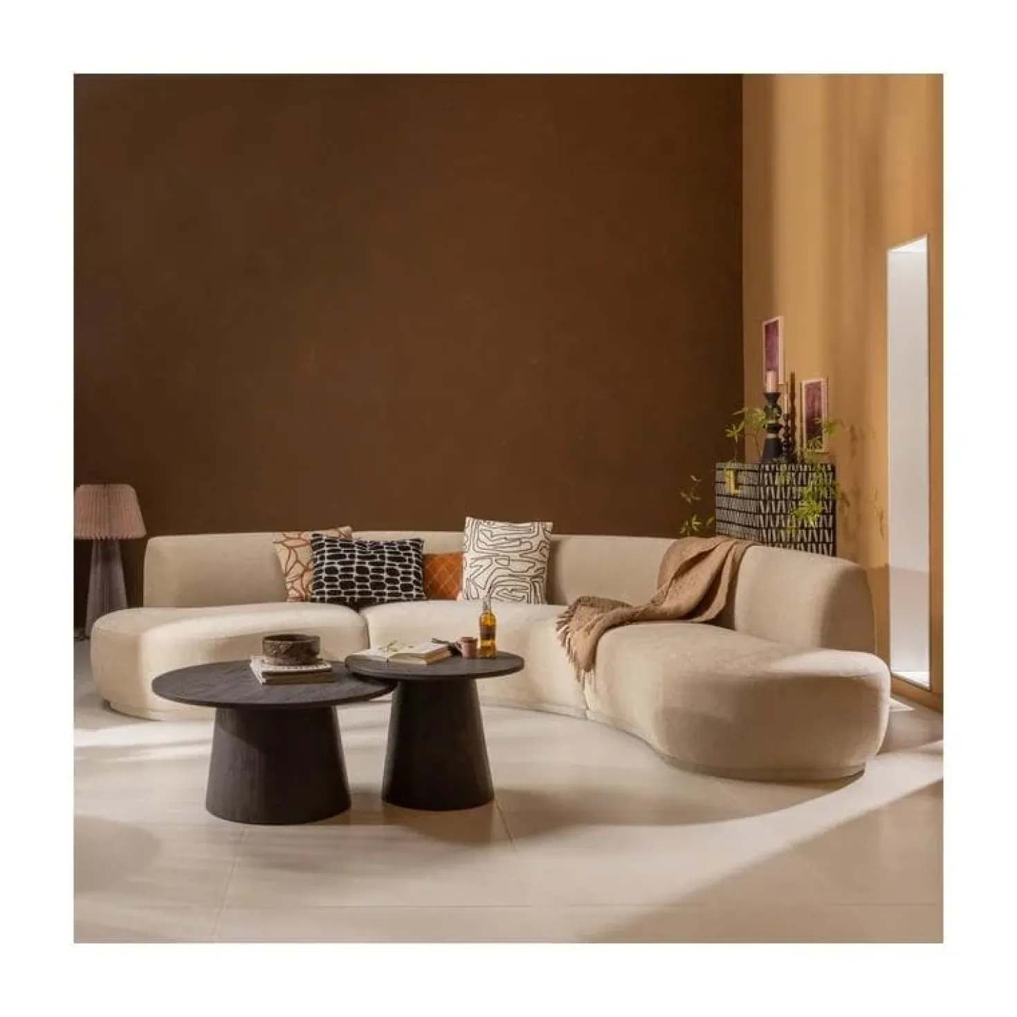 Maan Salontafel rond MDF Donkerbruin 60cm