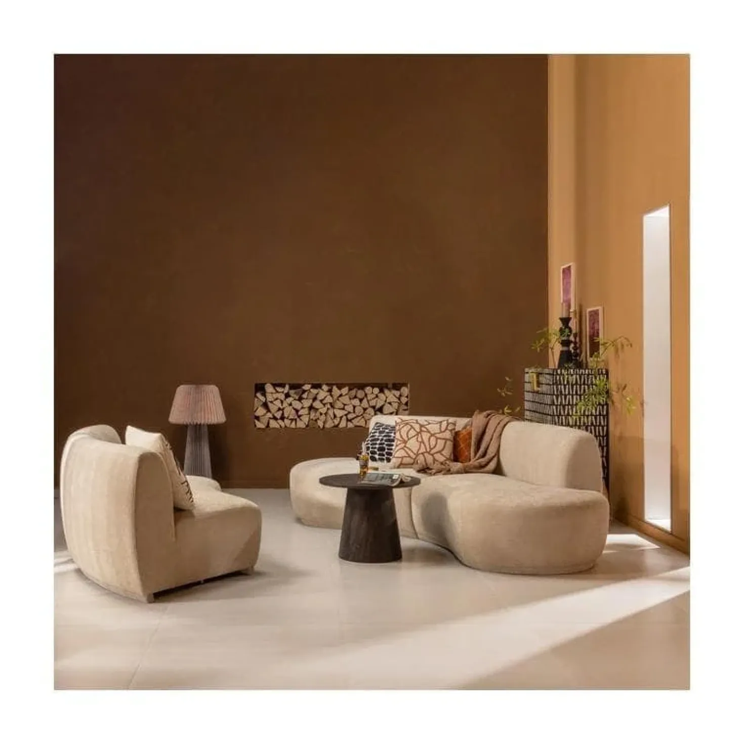 Maan Salontafel rond MDF Donkerbruin 80cm