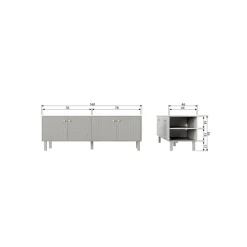 Madu TV Meubel Dennenhout Wolkengrijs 160cm