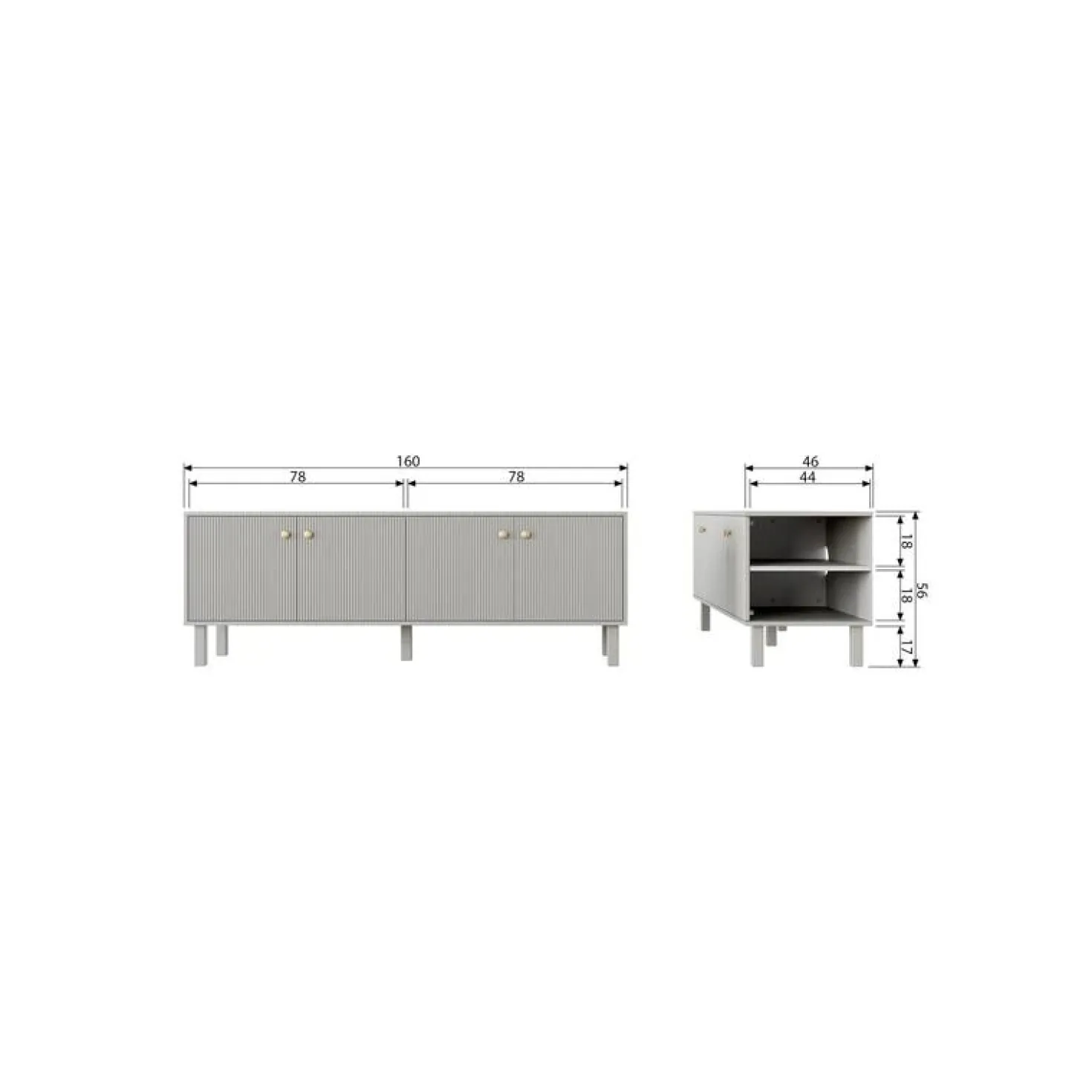 Madu TV Meubel Dennenhout Wolkengrijs 160cm