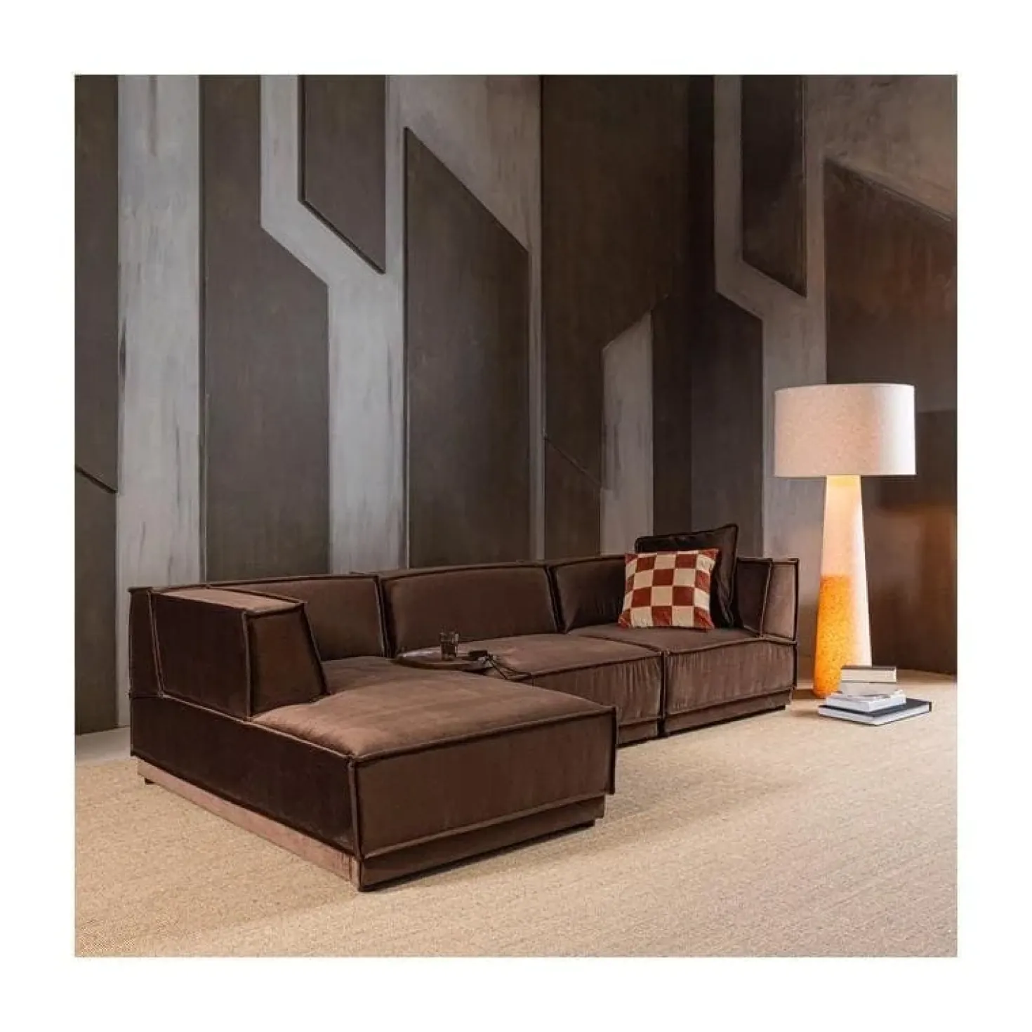 Manu Bank Chaise longue Links Velvet Bruin
