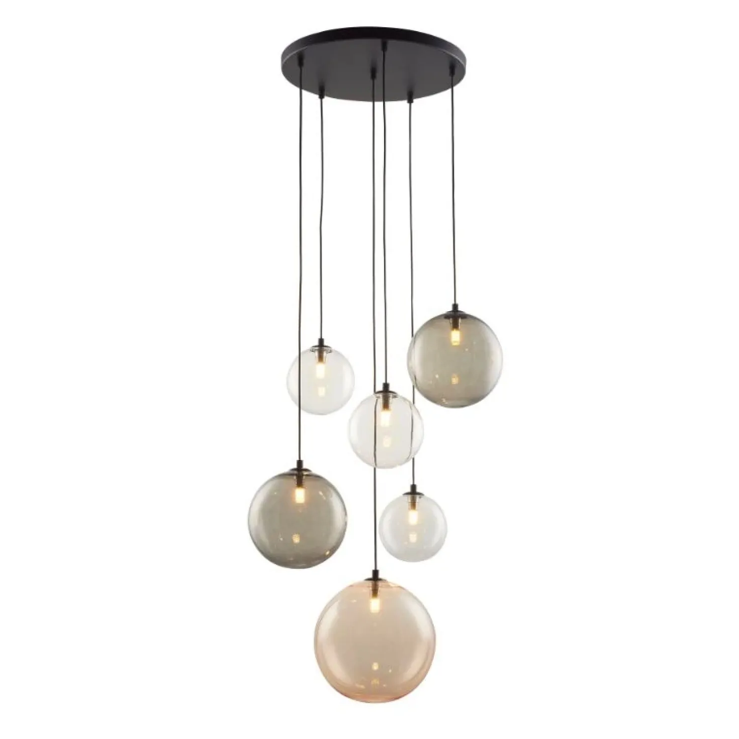Marco 6-lichts getrapte Hanglamp meerkleurig glas