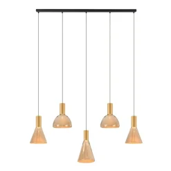 Marlo 5-lichts Hanglamp Amber glas