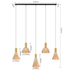 Marlo 5-lichts Hanglamp Amber glas