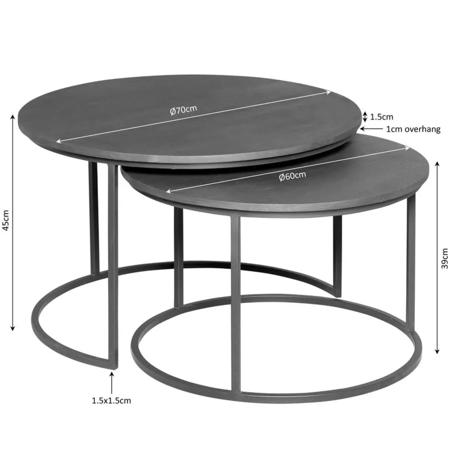 Martin Salontafel set van 3 rond Walnoot