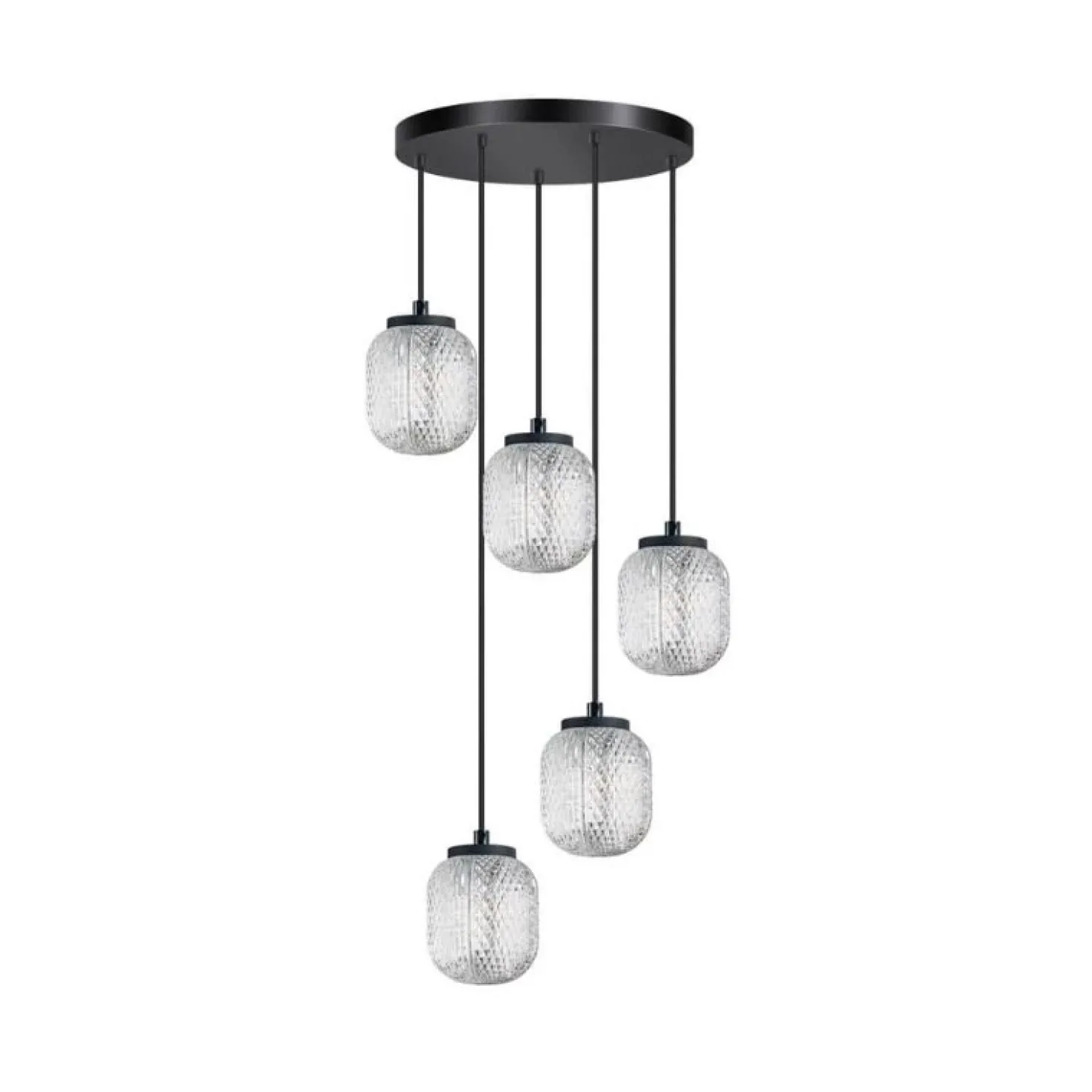 Mary 5-lichts Hanglamp getrapt glas