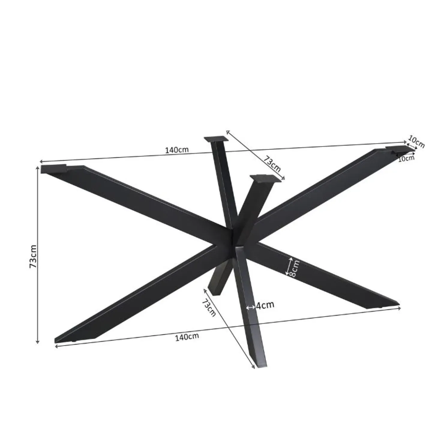 Matrixpoot Zwart Ovaal/Rechthoek 140cm