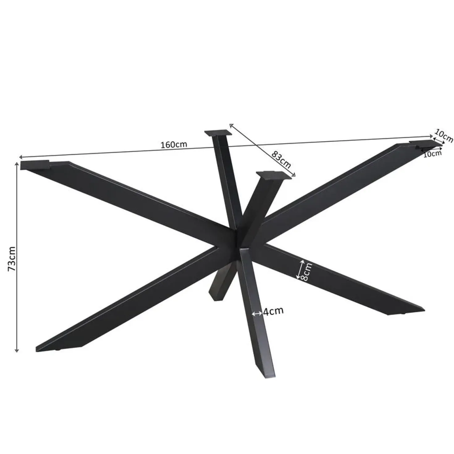 Matrixpoot Zwart Ovaal/Rechthoek 160cm