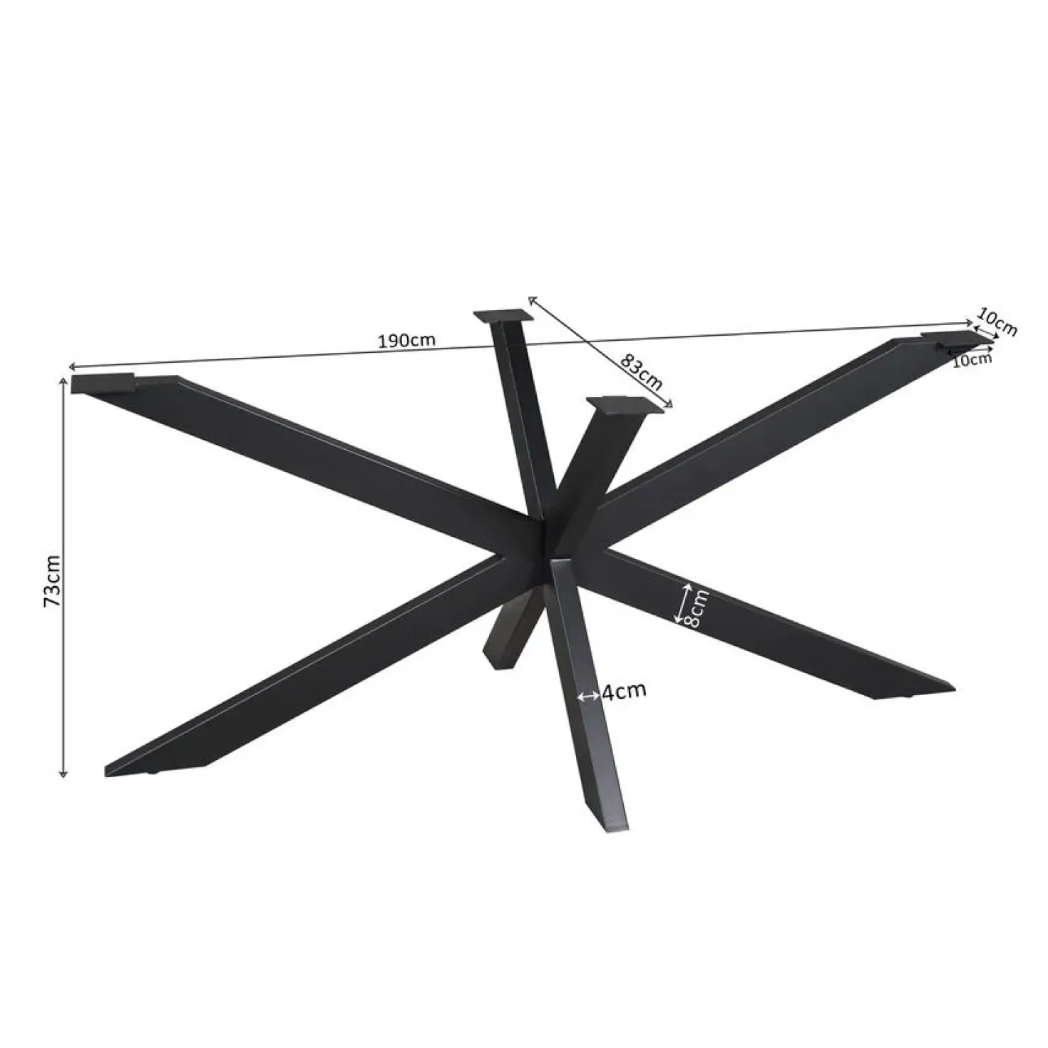 Matrixpoot Zwart Ovaal/Rechthoek 190cm