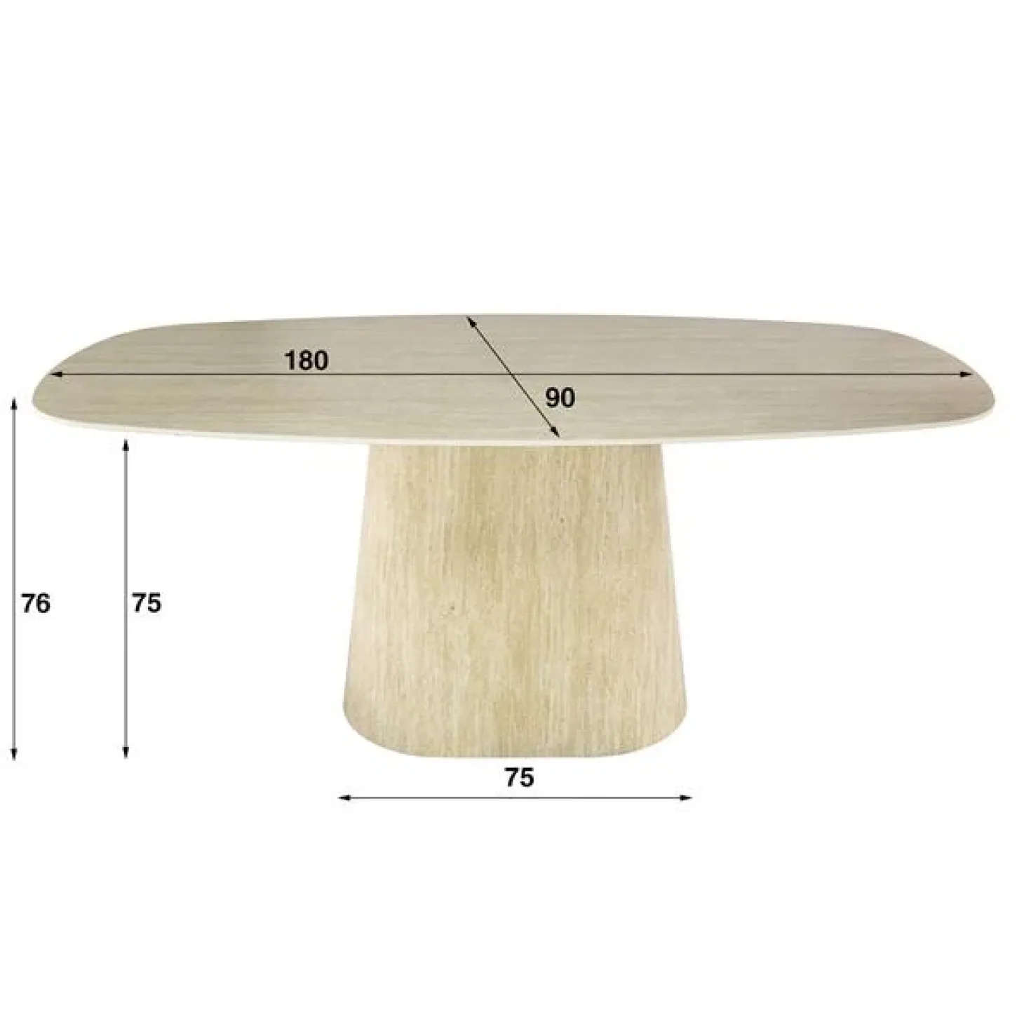 Matteo Eettafel Deens ovaal Travertin 180cm