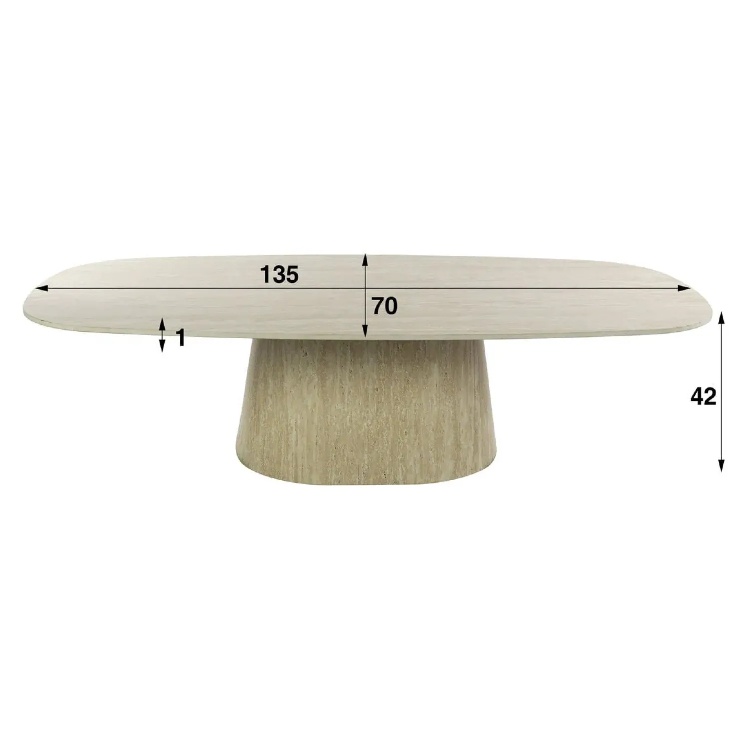 Matteo Salontafel Deens ovaal Travertin 135cm