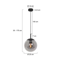 Maya 1-lichts Hanglamp 25cm Smoke