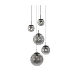 Maya 5-lichts Hanglamp Getrapt Smoke