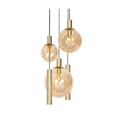 Maya 3+2 lichts Hanglamp Getrapt Amber