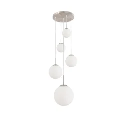 Maya 5-lichts Hanglamp Getrapt Opaal wit