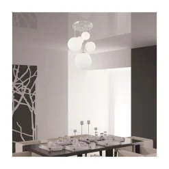 Maya 5-lichts Hanglamp Getrapt Opaal wit
