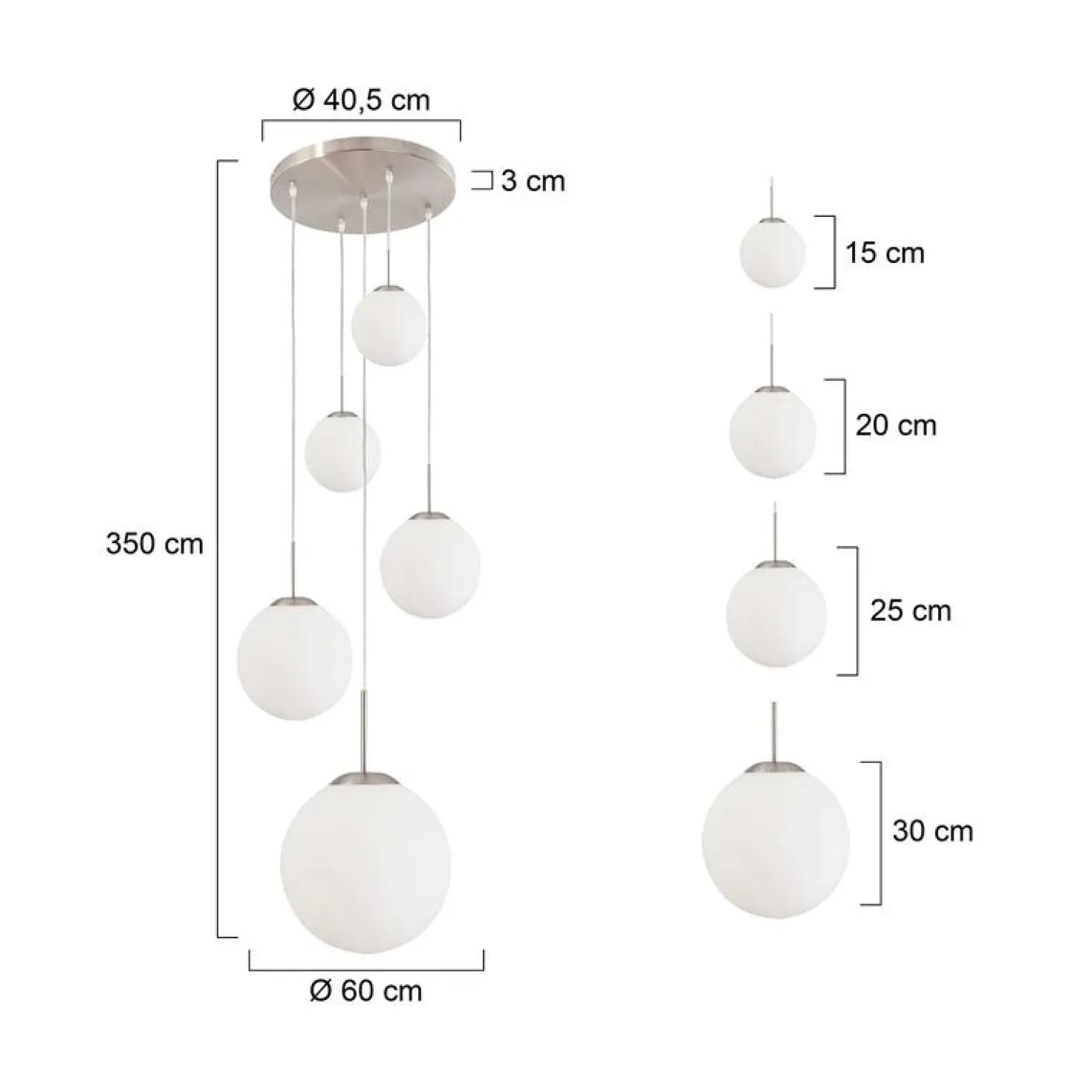 Maya 5-lichts Hanglamp Getrapt Opaal wit