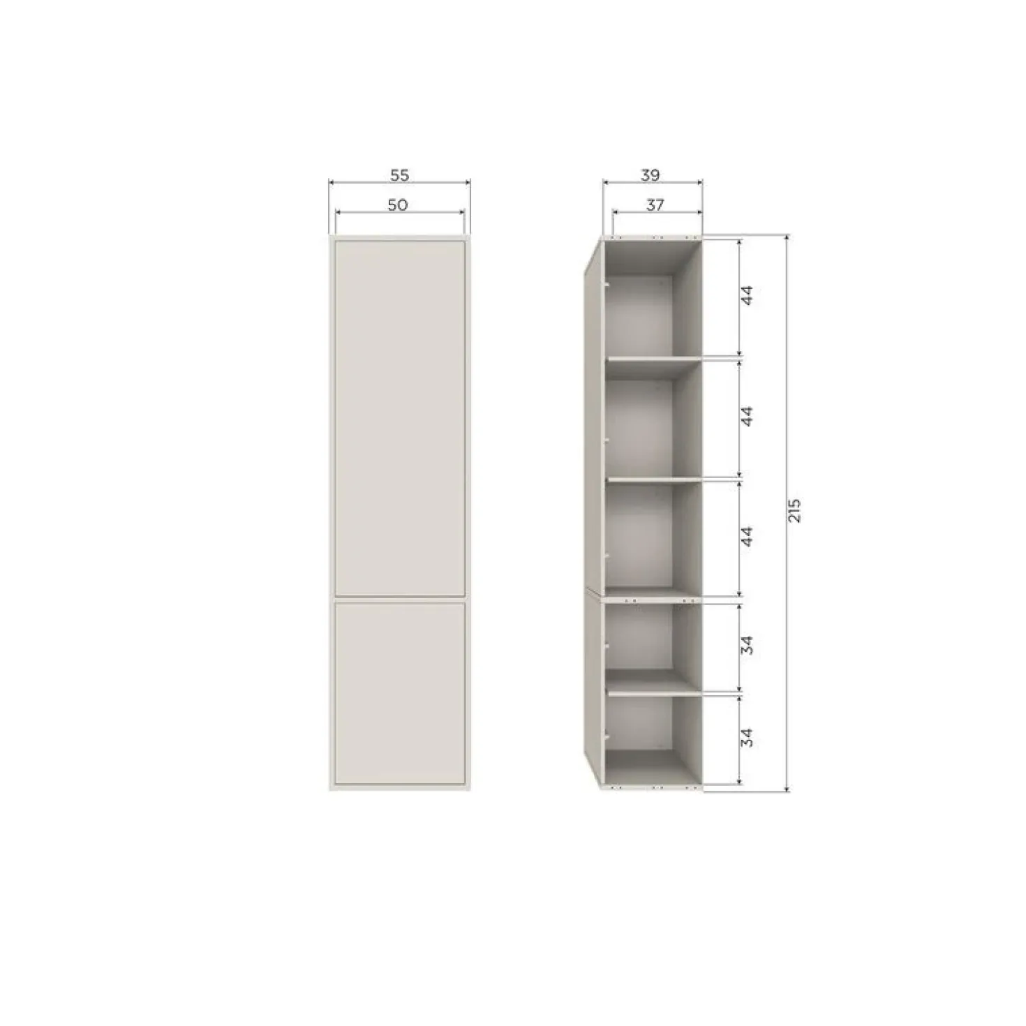 Meggy Smalle Wandkast grenen dust 55 cm
