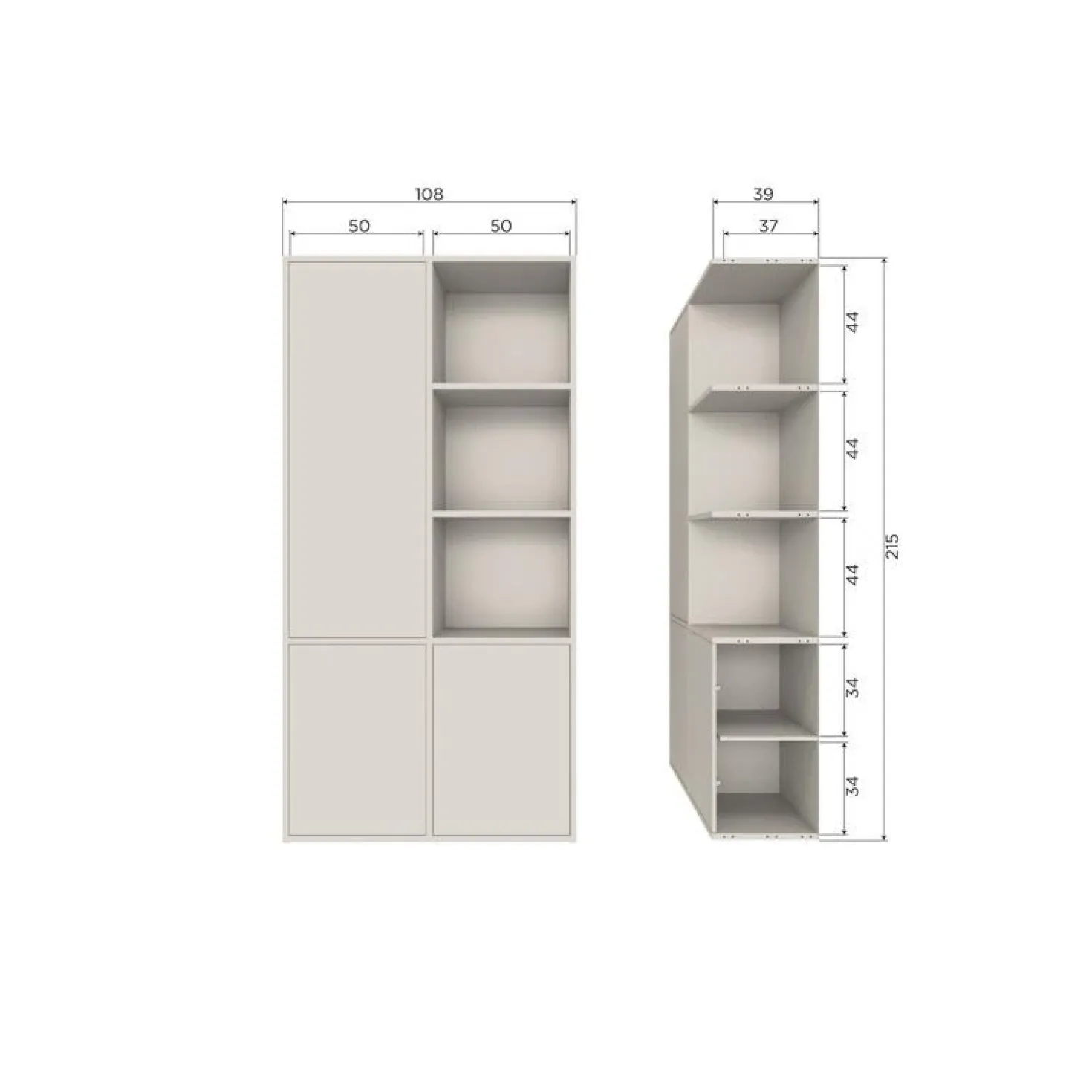 Meggy Wandkast links grenen dust 108 cm