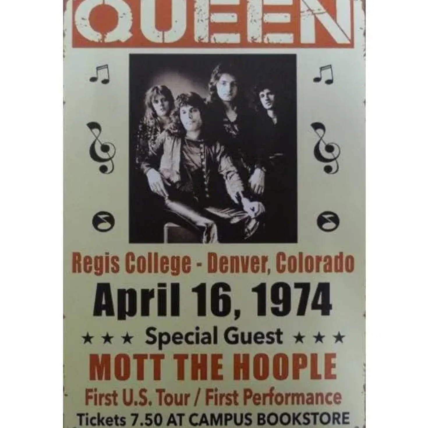 metalen bord Queen concert