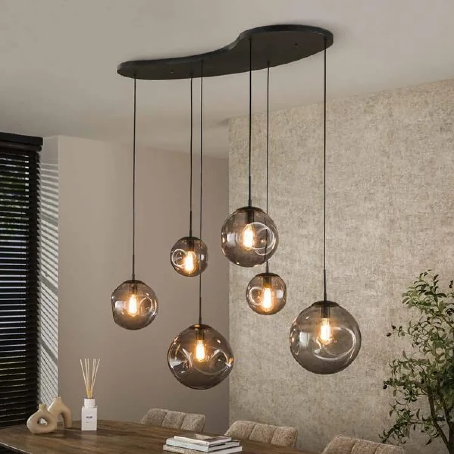 Mika 6-lichts Hanglamp Smoke