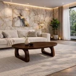 Mike Salontafel ovaal Walnoot mangohout 130cm
