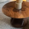 Mike Salontafel rond Walnoot Medium 70cm