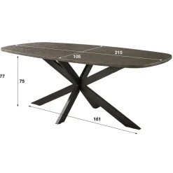 Miles Eettafel deens ovaal Brons 215cm