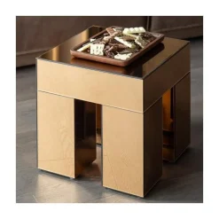 Mirrox Bijzettafel Spiegelglas Bruin 45cm