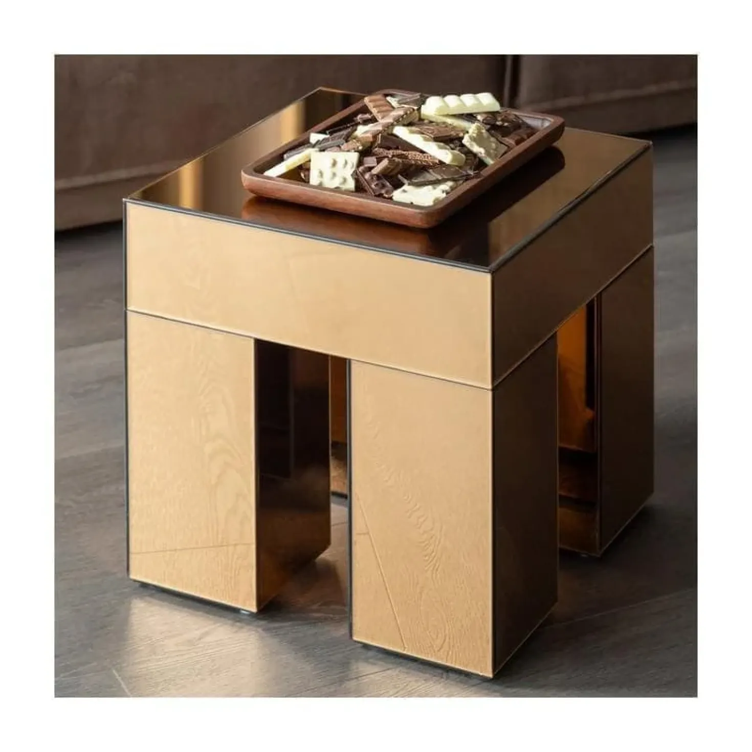 Mirrox Bijzettafel Spiegelglas Bruin 45cm