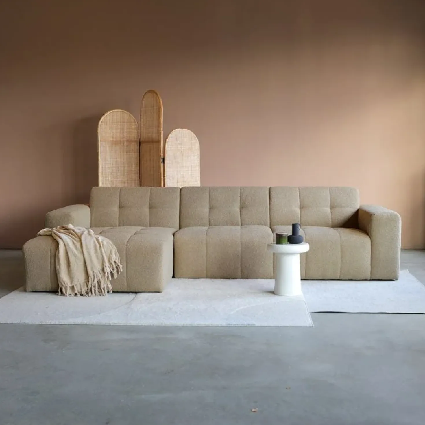Modulaire Bank Wave Chaise longue links Taupe