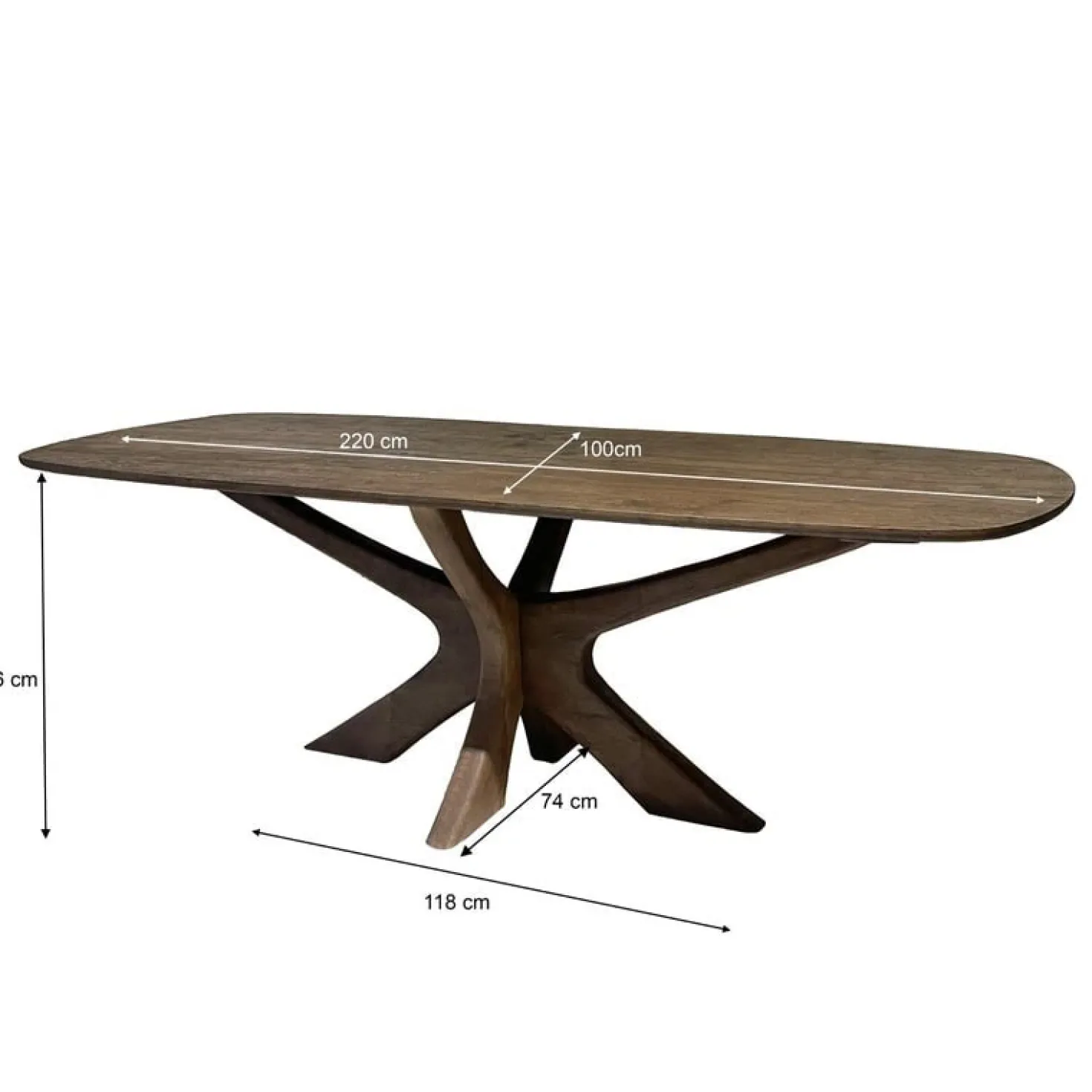 Montreaux Eettafel Bruin Deens ovaal 220cm