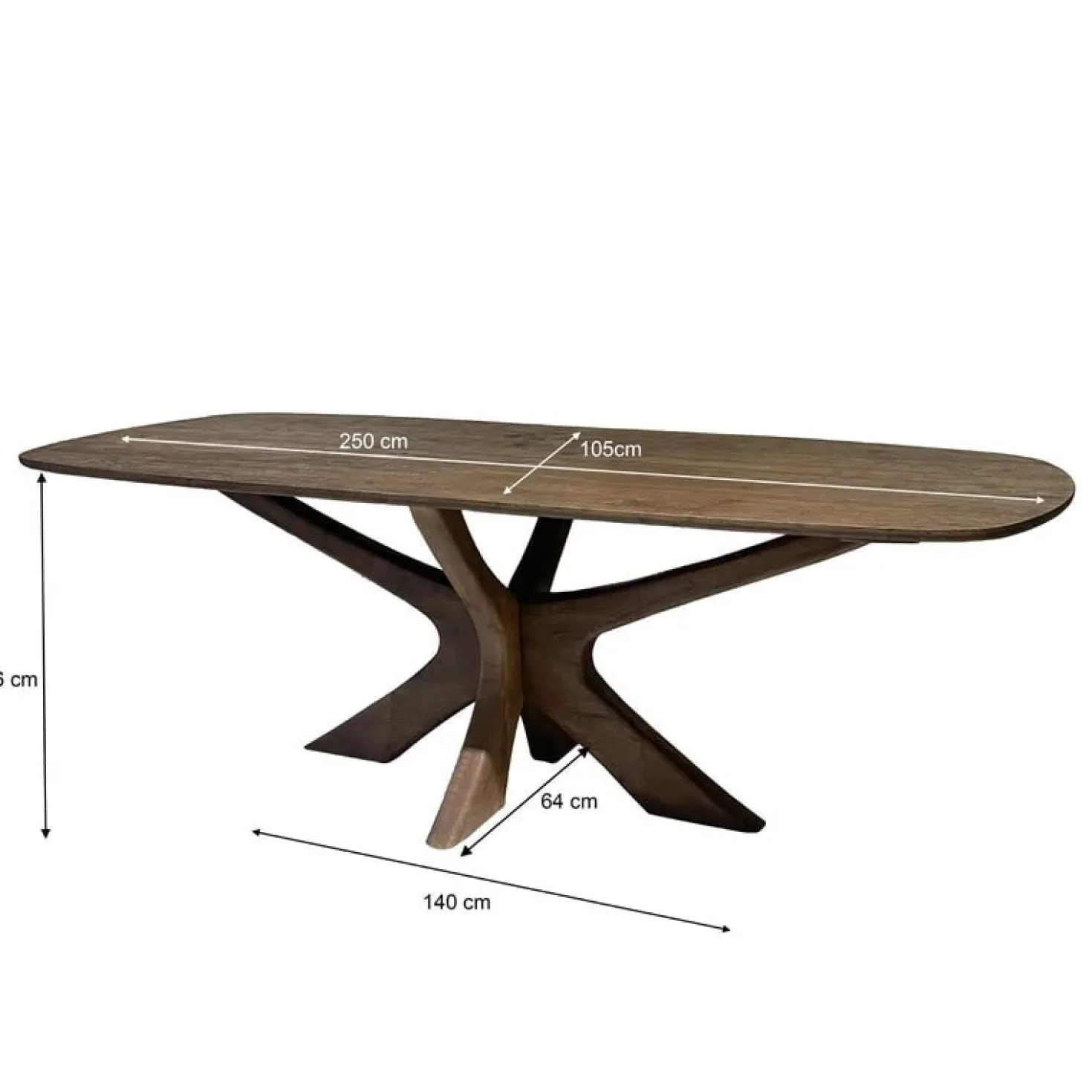 Montreaux Eettafel Bruin Deens ovaal 250cm